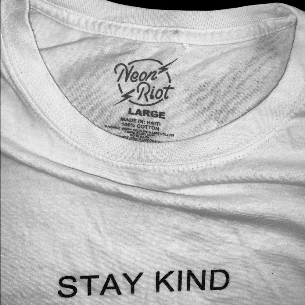 (Neon Rocket) “Stay Kind” white T-shirt